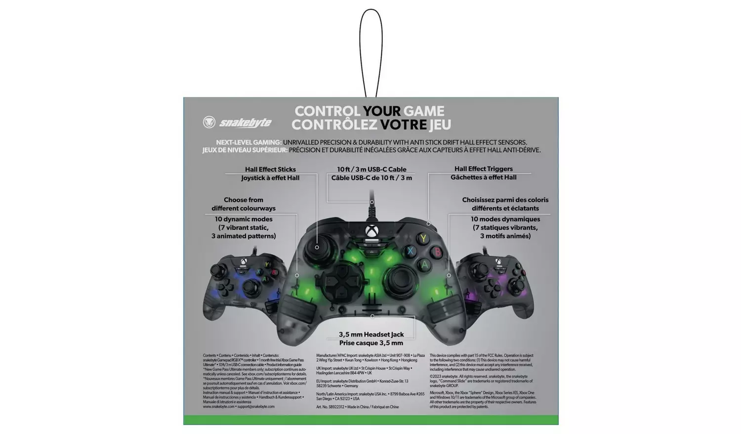 Snakebyte Gamepad RGB X Xbox Wired Controller - Grey