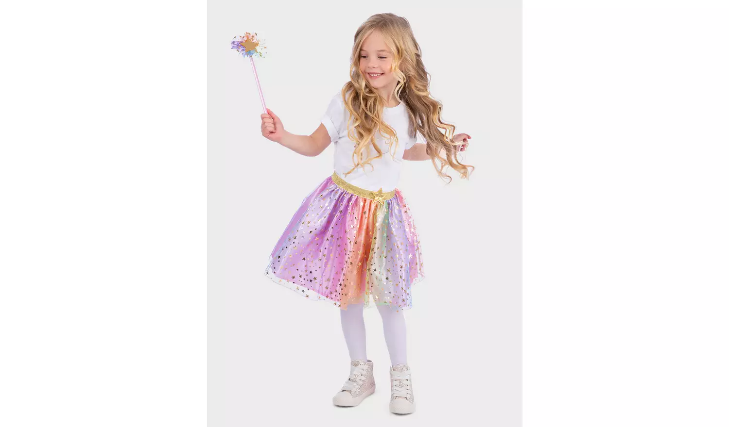 Rainbow Star Tutu Skirt & Wand Fancy Dress Set 3-5 years