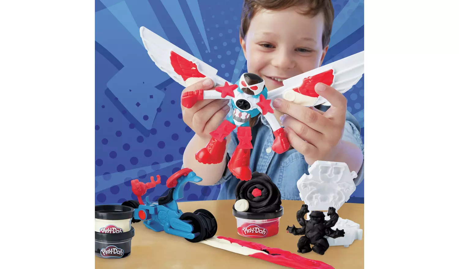 Play-Doh Marvel Captain America Moto-Slicer with 3 Tubs