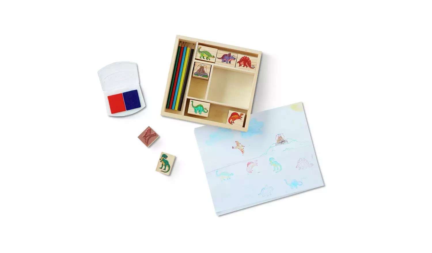 Melissa & Doug Wooden Dinosaur Stamp Set