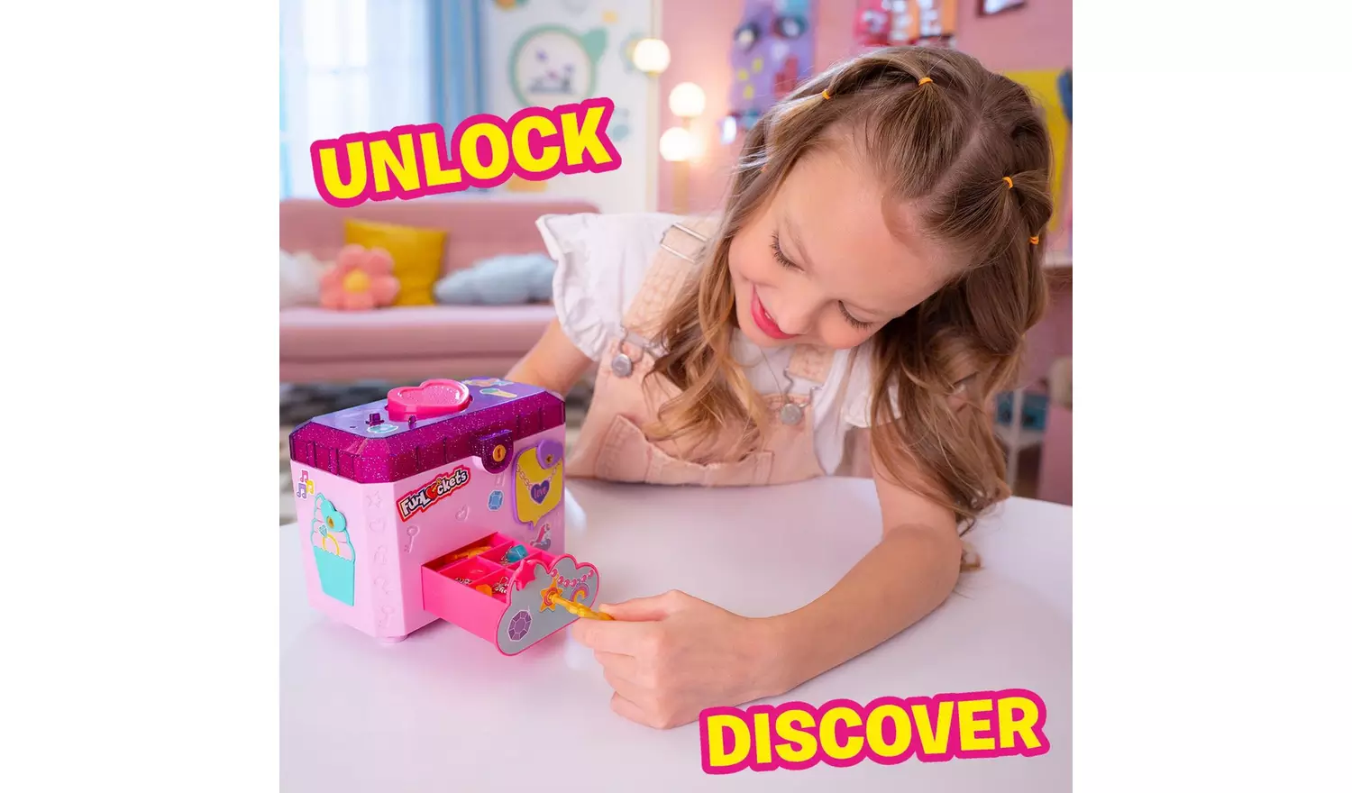 FunLockets Secret Jewellery Box with Message Recorder-Pink