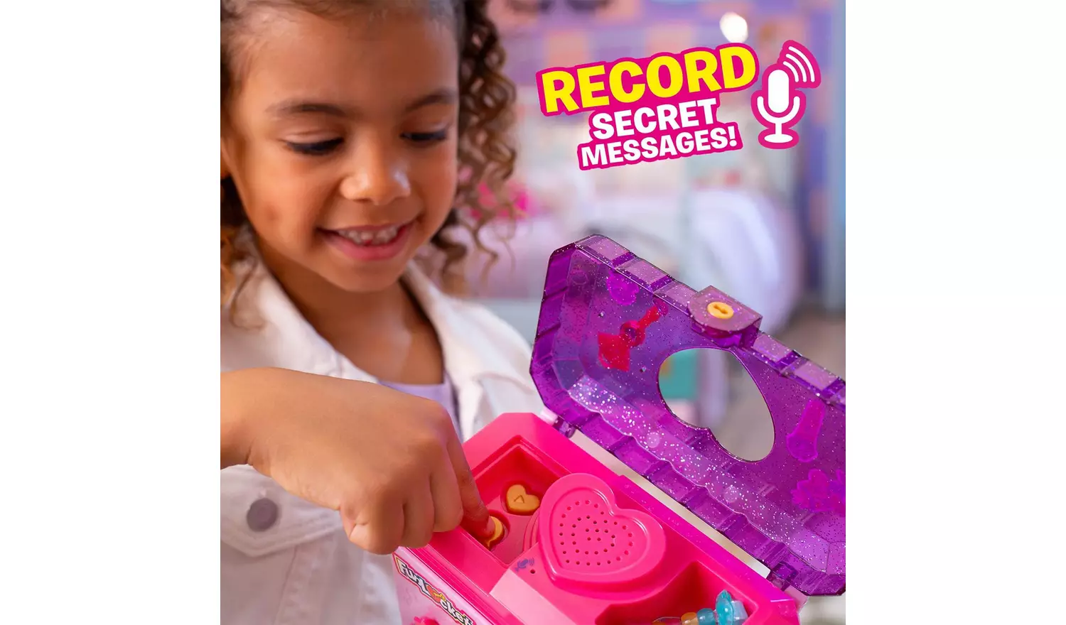 FunLockets Secret Jewellery Box with Message Recorder-Pink