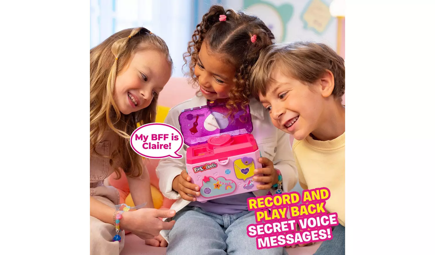 FunLockets Secret Jewellery Box with Message Recorder-Pink