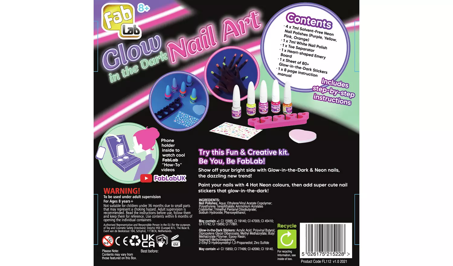 FabLab Glow in the Dark Nail Kit
