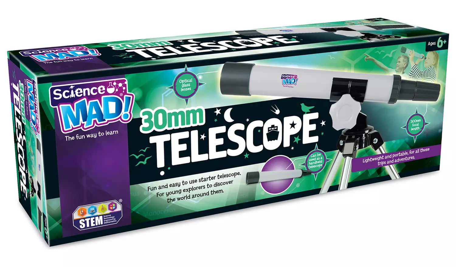 Science Mad 30mm Telescope with Tripod