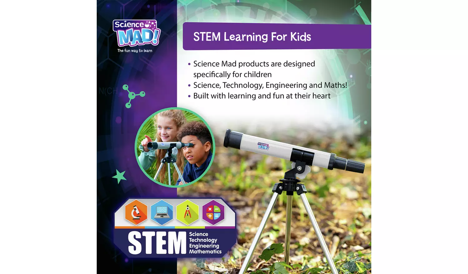 Science Mad 30mm Telescope with Tripod