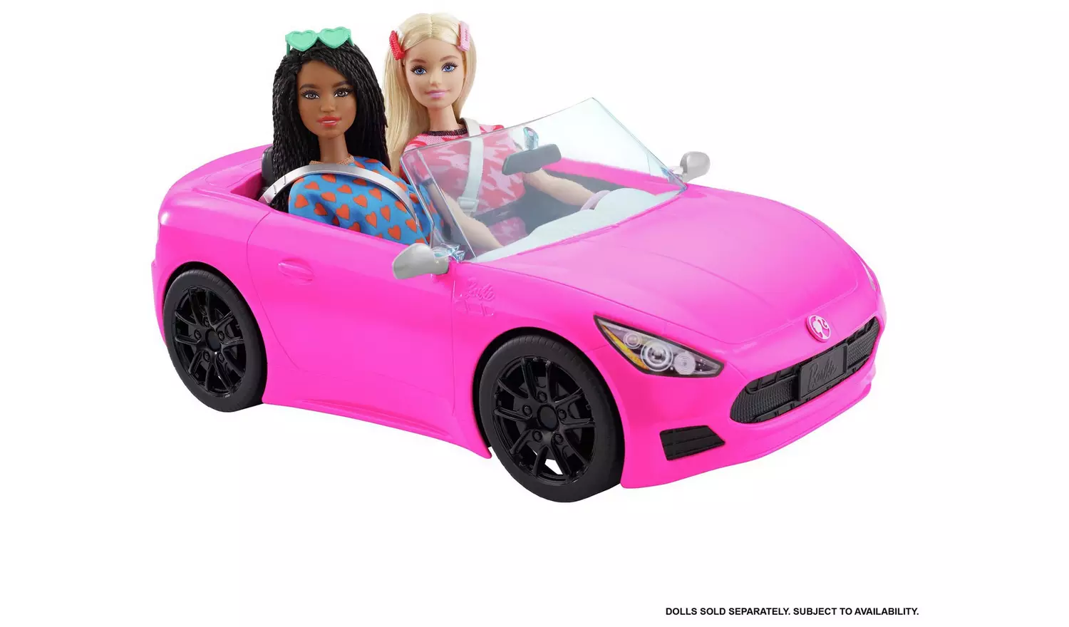 Barbie Pink Convertible 2-Seater Vehicle with Rolling Wheels
