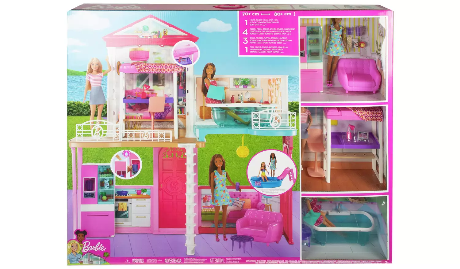 Barbie Estate Dolls House and 3 Dolls