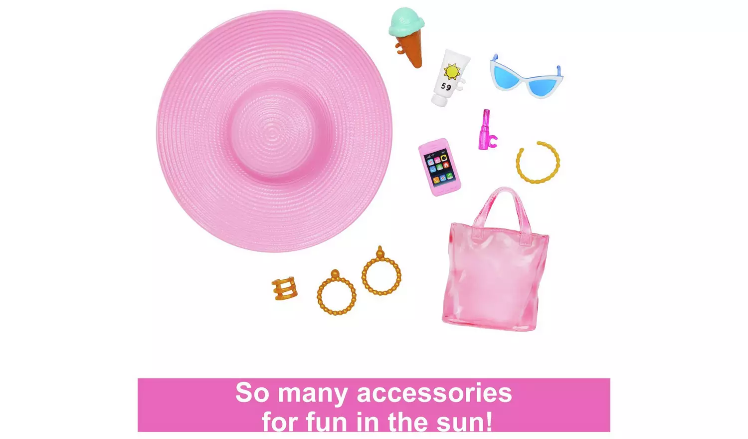 Barbie Doll with Swimsuit and Beach-Themed Accessories -30cm