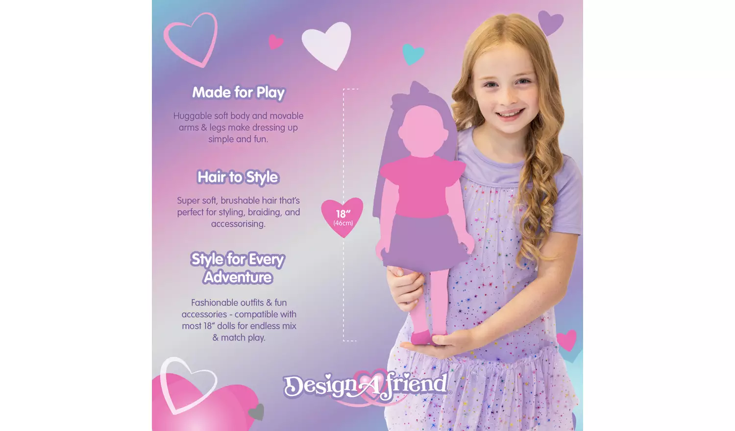 DesignaFriend Connie Fashion Designer Doll - 18inch/46cm