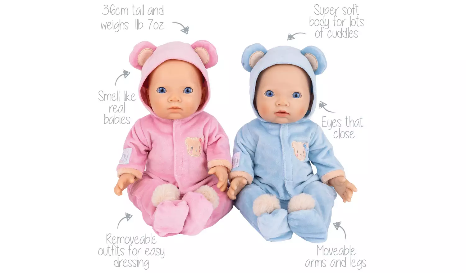 My First Tiny Treasures Beary Cute Snuggle Twin Baby Dolls