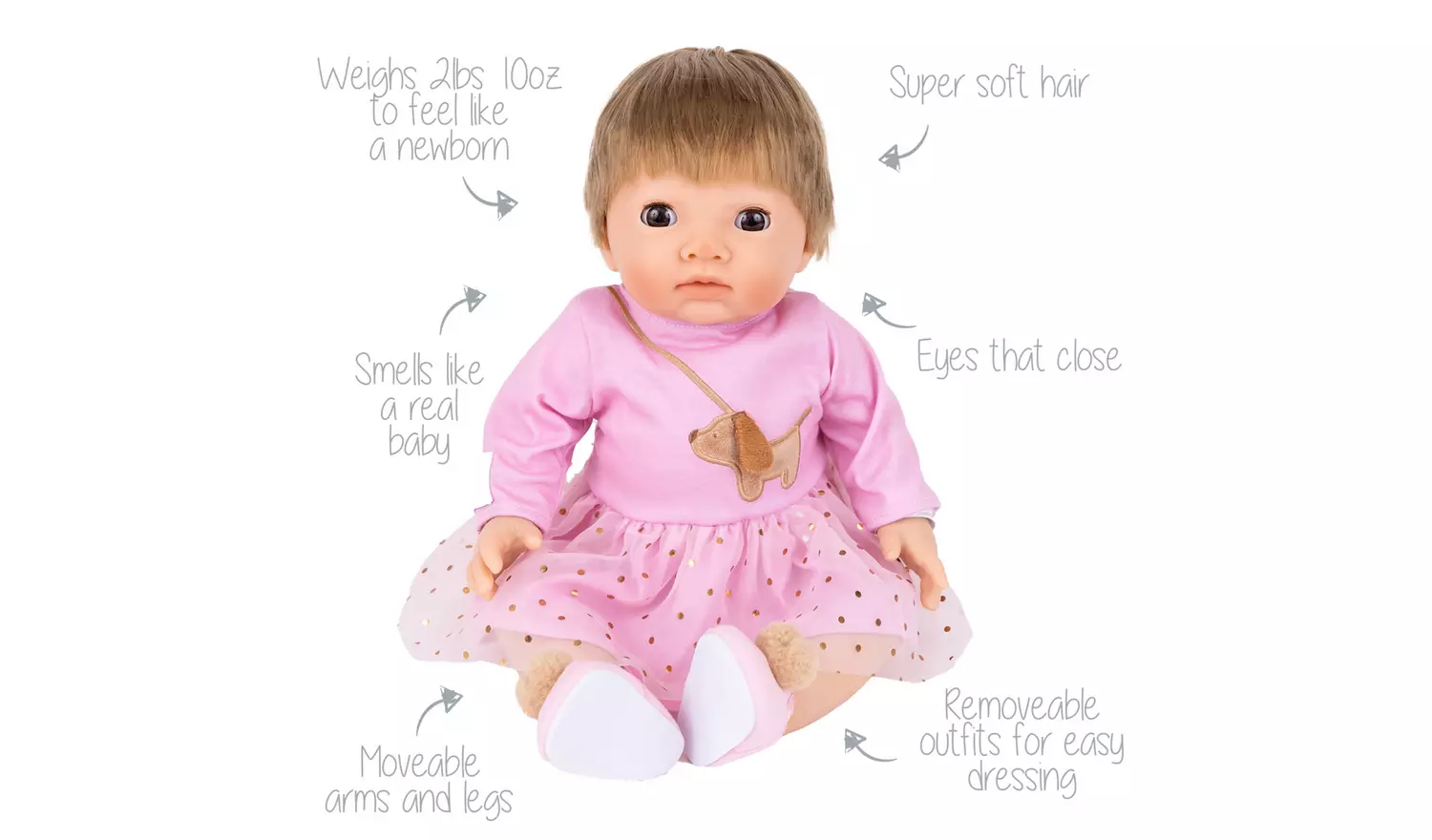 Tiny Treasures Puppy Play Time Doll - 44cm Baby Doll