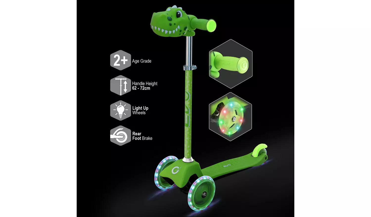 EVO Dino Mini Cruiser 3 Wheel Scooter - Green