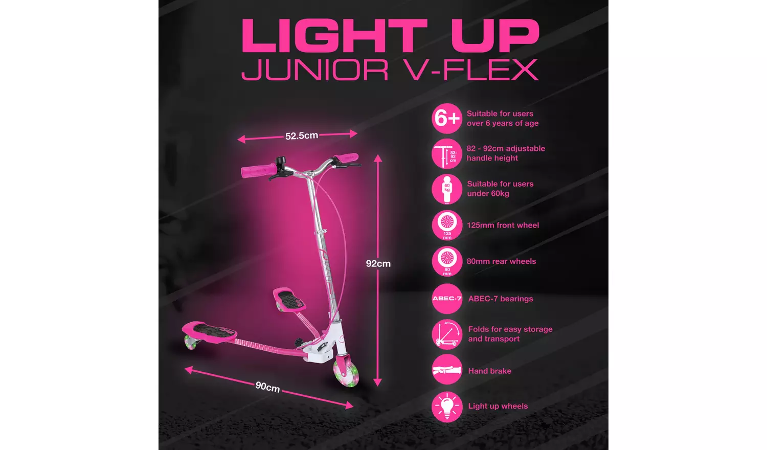 EVO Light Up V-Flex Foldable Scooter - Pink