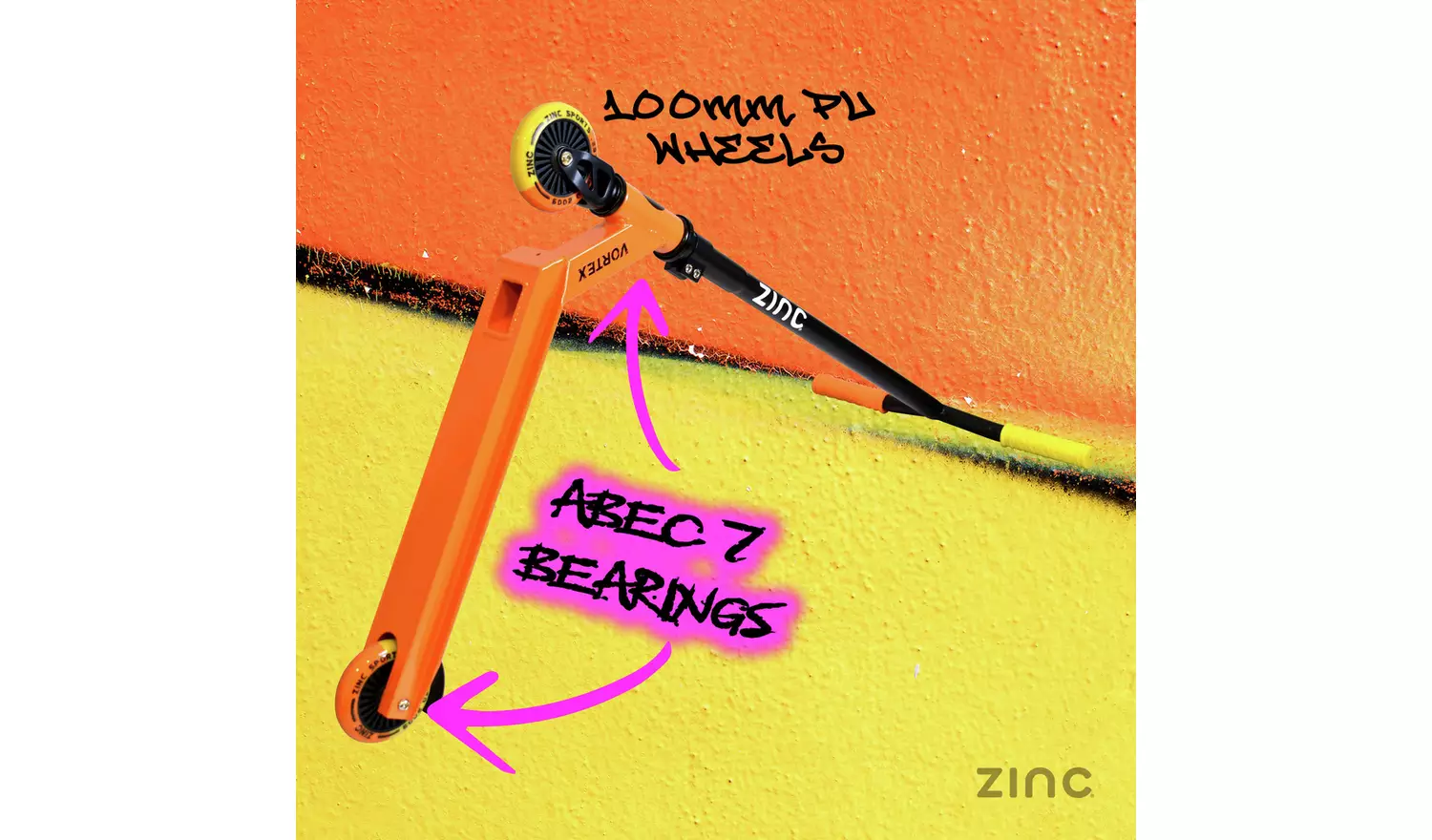 Zinc Vortex Kids Stunt Scooter - Yellow/ Orange