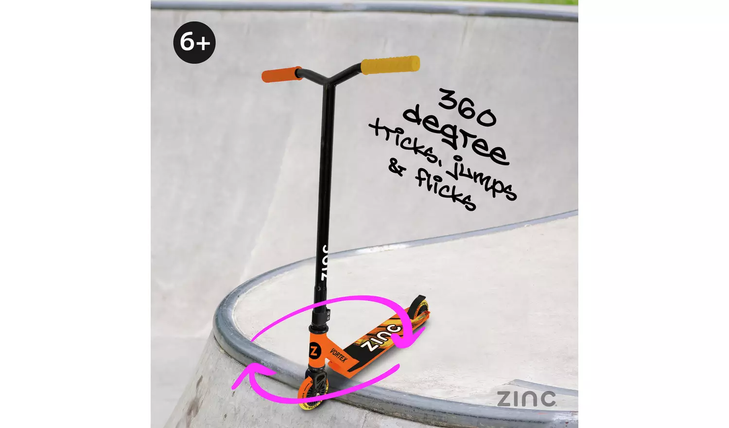 Zinc Vortex Kids Stunt Scooter - Yellow/ Orange