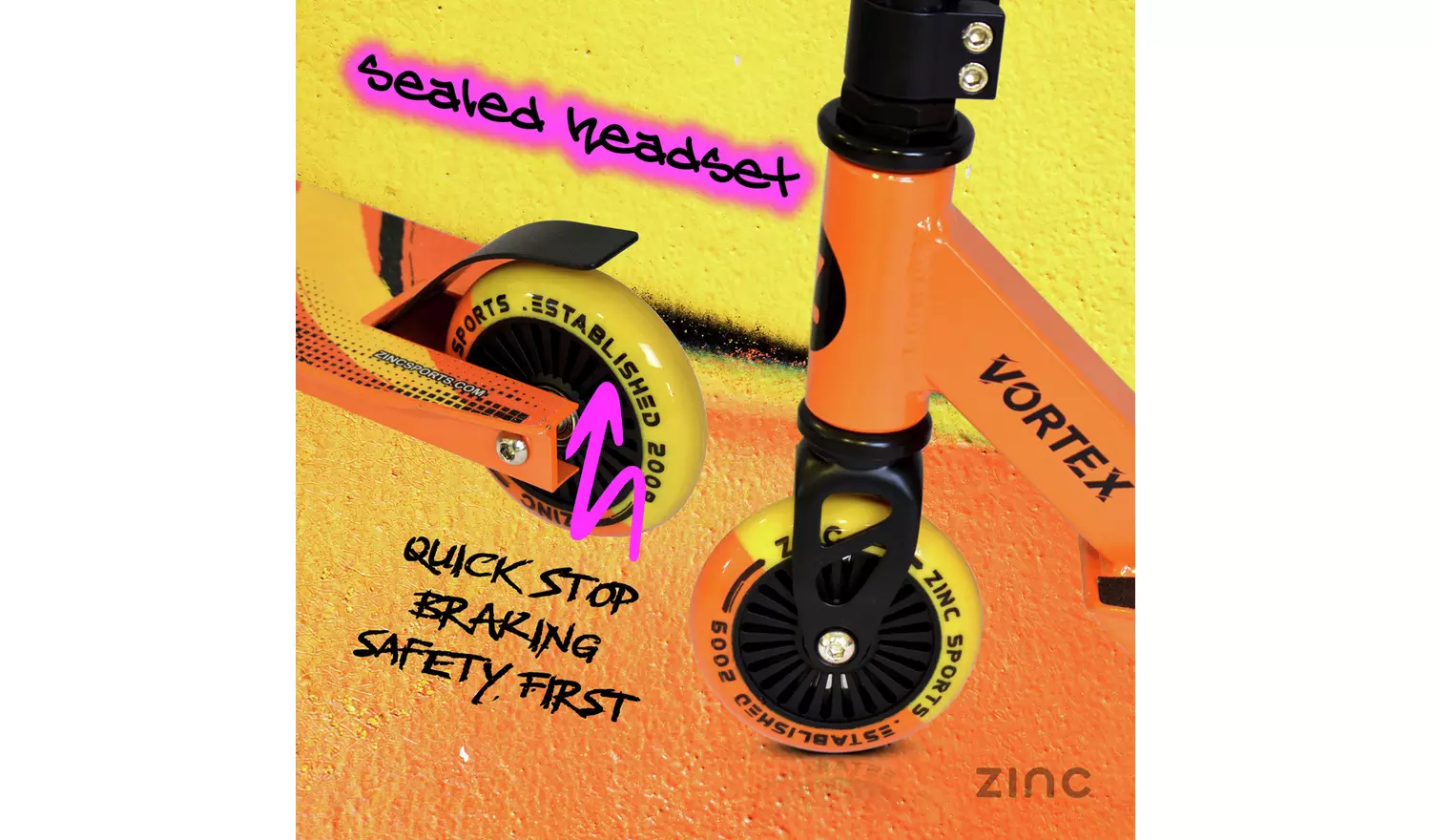 Zinc Vortex Kids Stunt Scooter - Yellow/ Orange