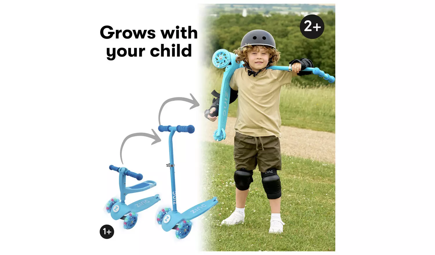 Zinc My First 3-in-1 Kids Light Up 3 Wheel Scooter - Blue