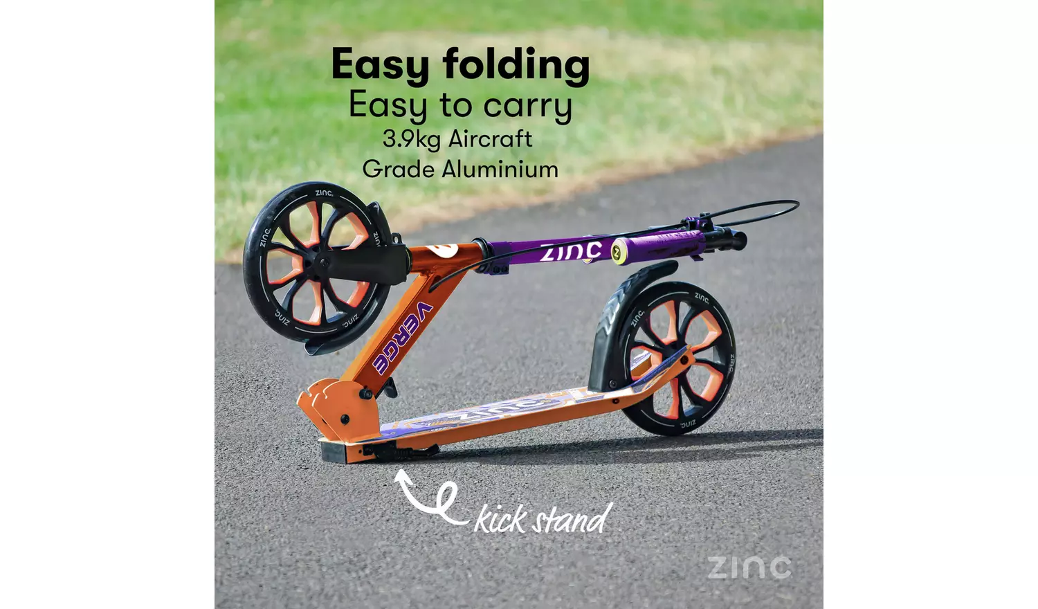 Zinc Verge Pro Kids Folding Incline Scooter - Purple/Orange