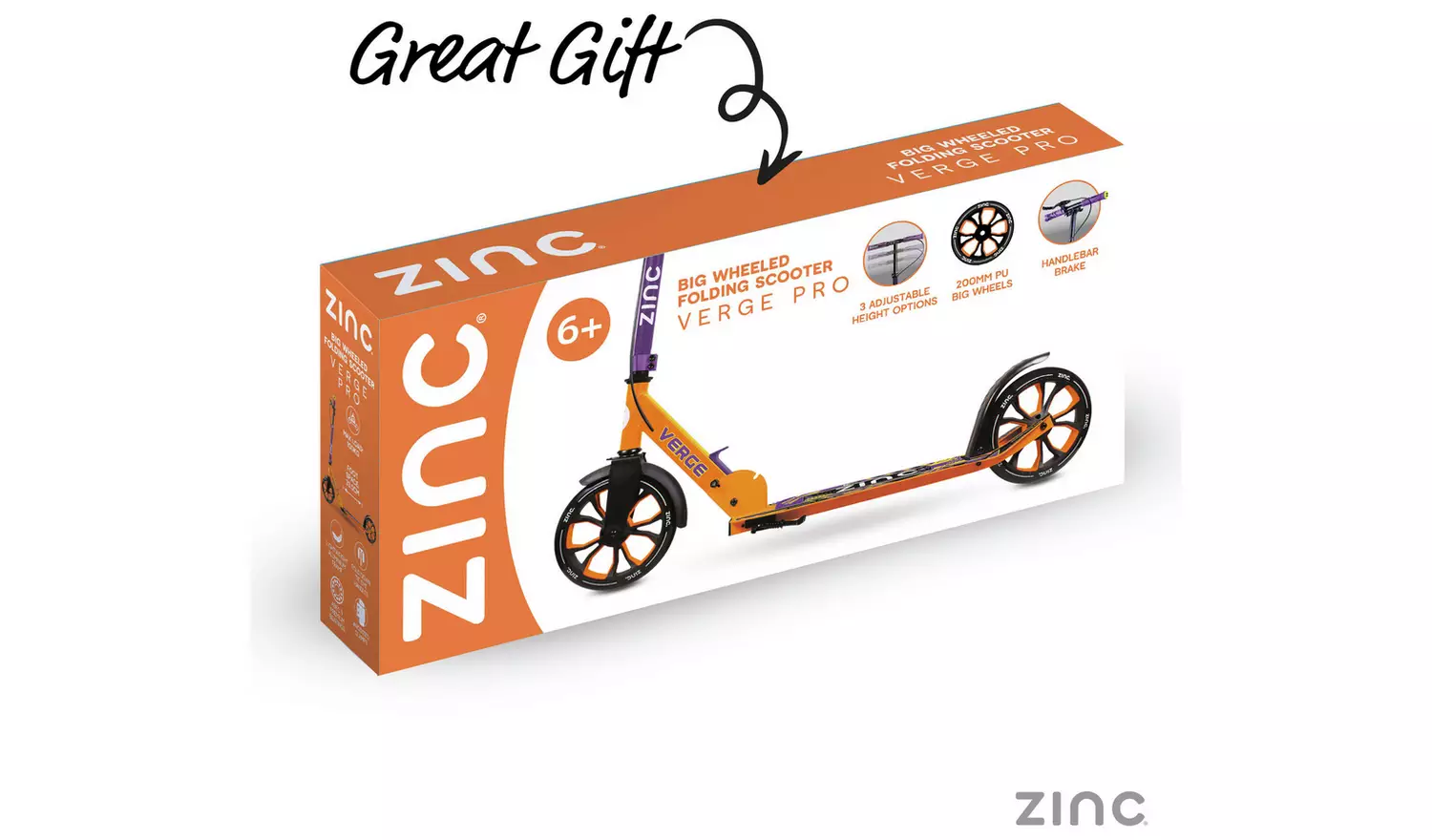 Zinc Verge Pro Kids Folding Incline Scooter - Purple/Orange