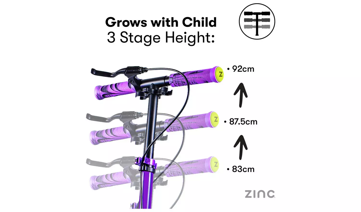 Zinc Verge Pro Kids Folding Incline Scooter - Purple/Orange