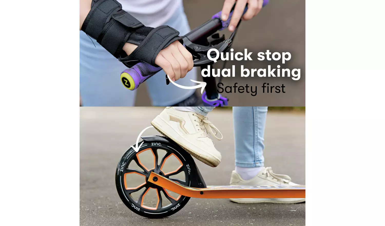 Zinc Verge Pro Kids Folding Incline Scooter - Purple/Orange