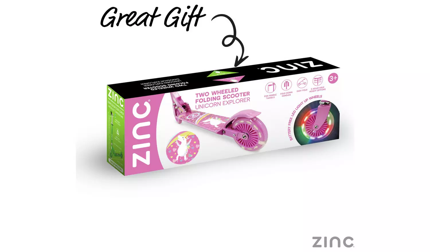 Zinc Explorer Unicorn Foldable 2 Wheel Scooter