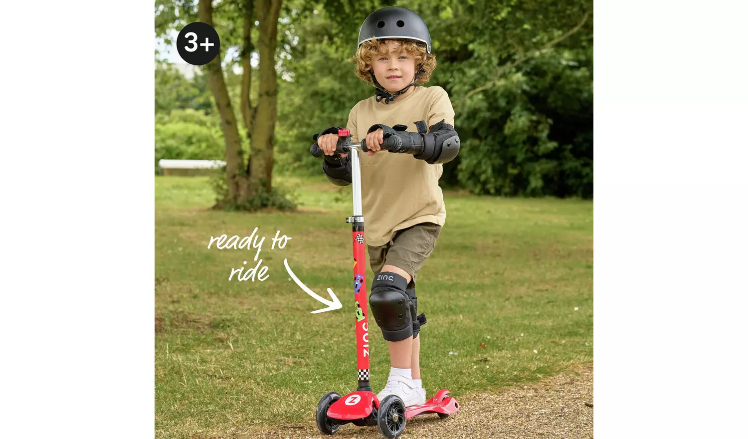 Zinc Light Up Racecar 3 Wheel Scooter - Red