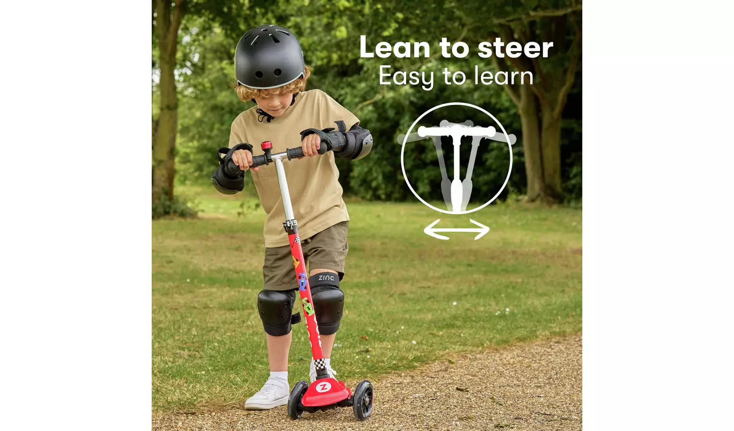 Zinc Light Up Racecar 3 Wheel Scooter - Red