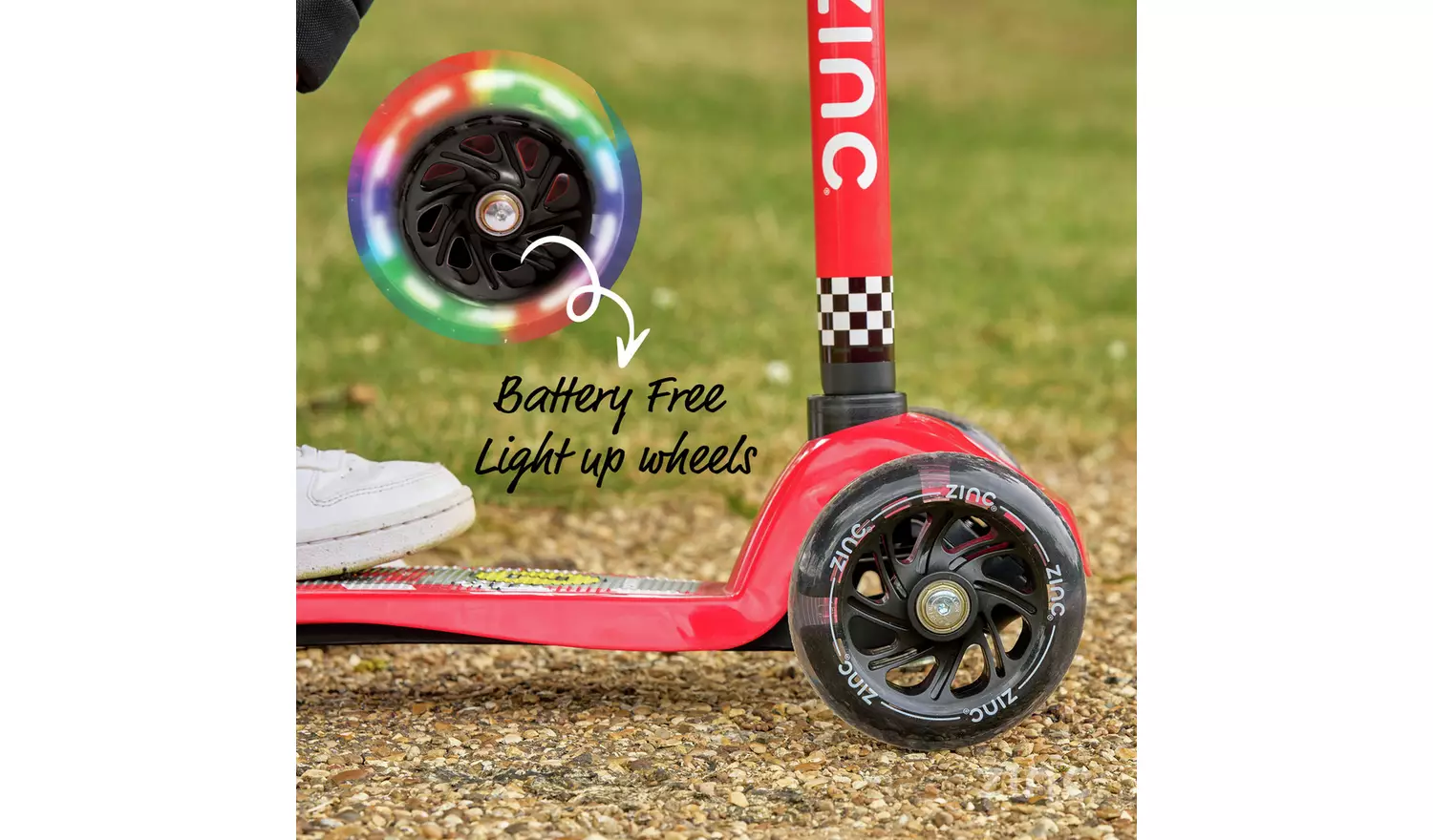 Zinc Light Up Racecar 3 Wheel Scooter - Red