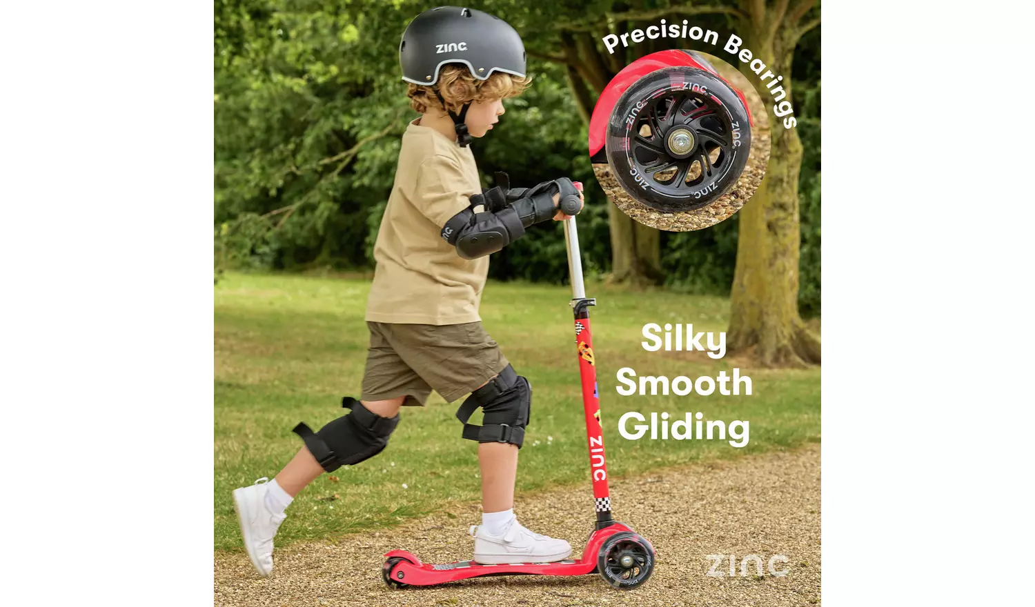 Zinc Light Up Racecar 3 Wheel Scooter - Red
