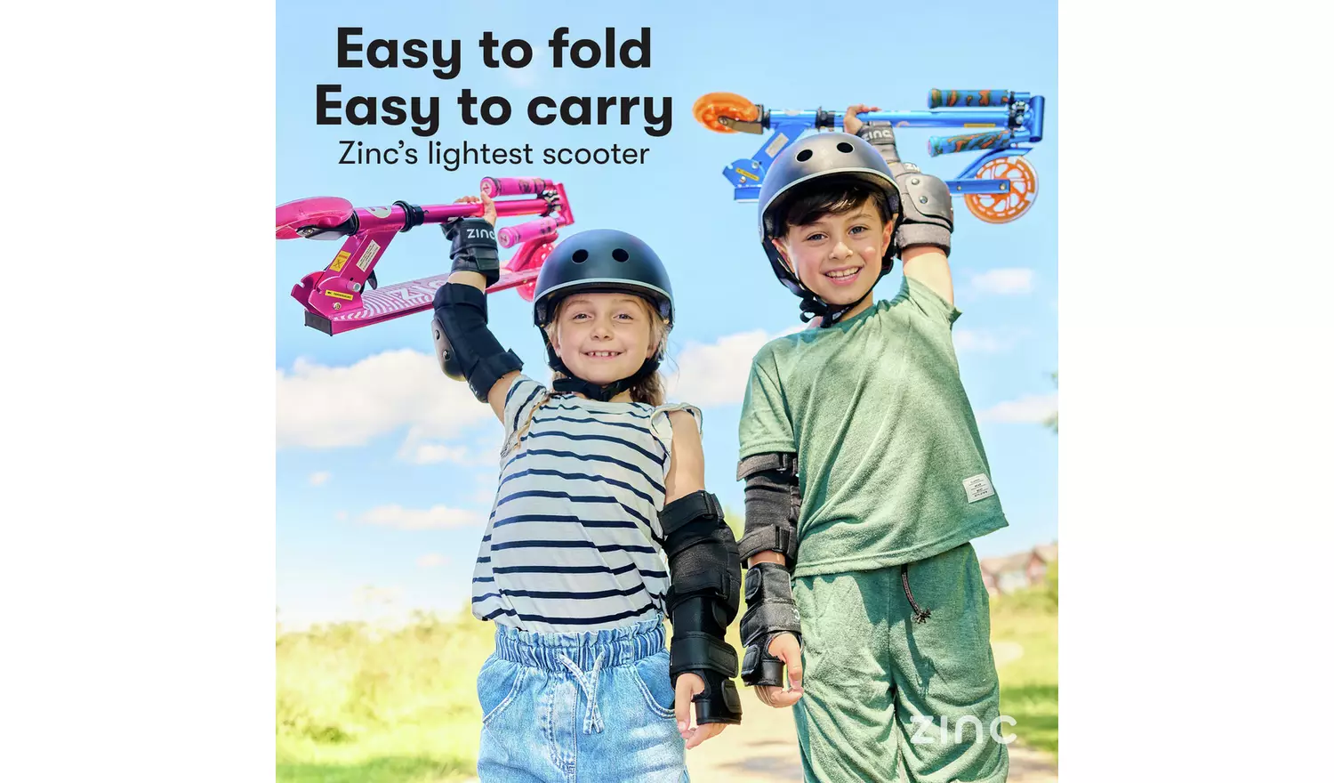 Zinc Identity Light Up Foldable 2 Wheel Scooter - Pink