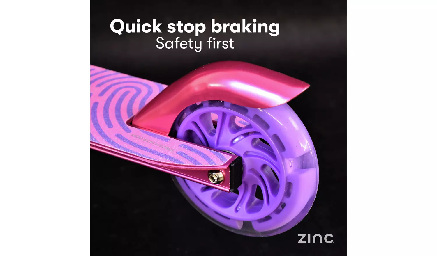 Zinc Identity Light Up Foldable 2 Wheel Scooter - Pink