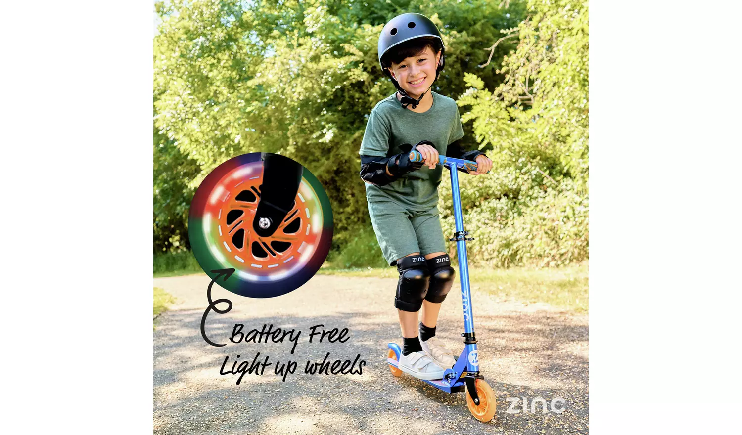 Zinc Identity Light Up Foldable 2 Wheel Scooter - Blue