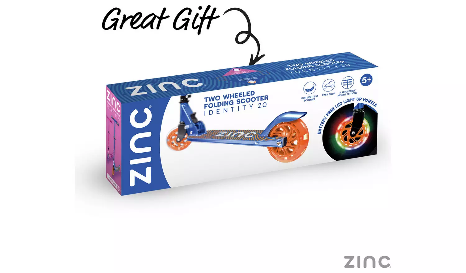 Zinc Identity Light Up Foldable 2 Wheel Scooter - Blue