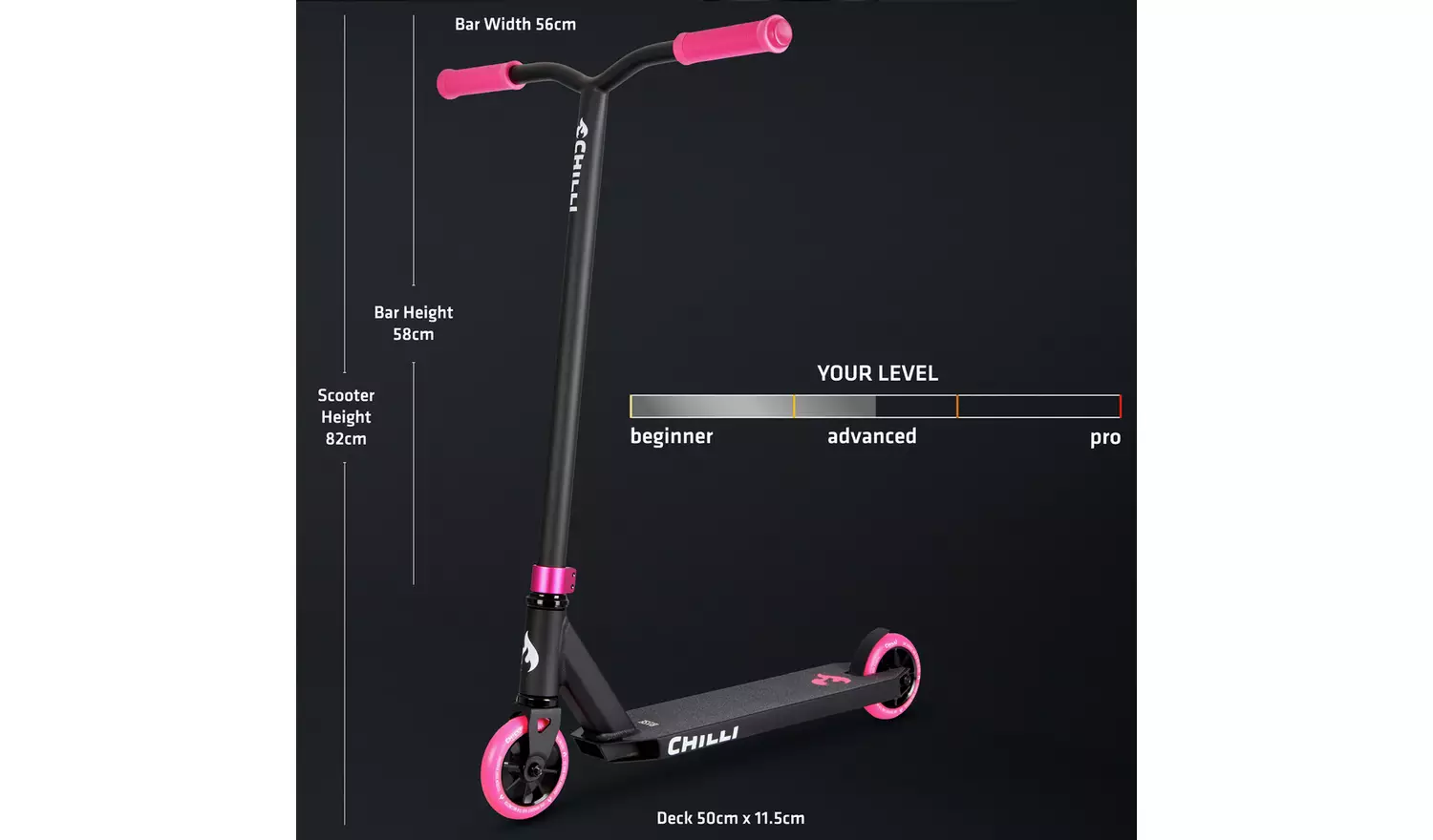 Chilli Pro Base Beginner Kids Stunt Scooter - Pink