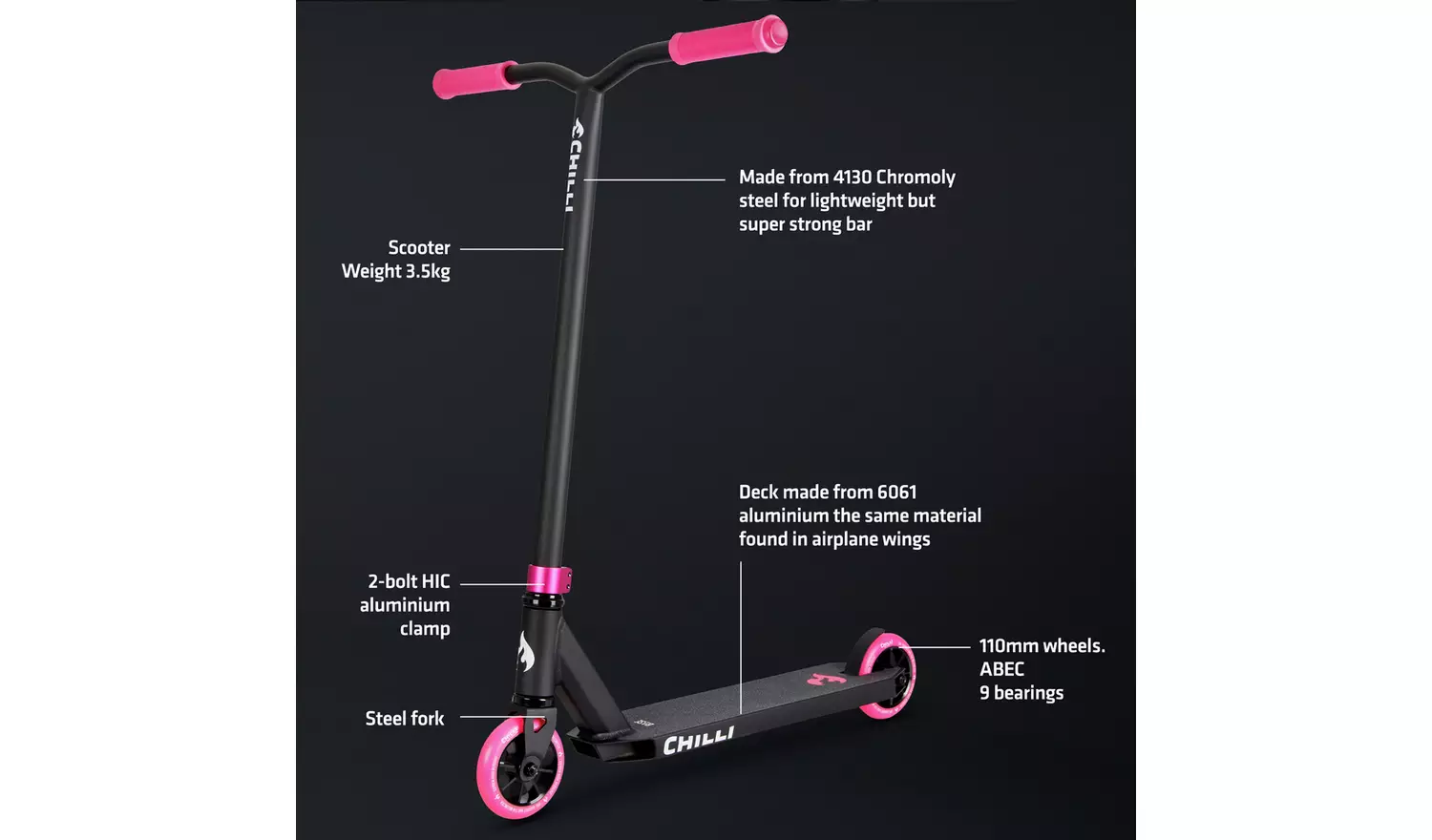 Chilli Pro Base Beginner Kids Stunt Scooter - Pink