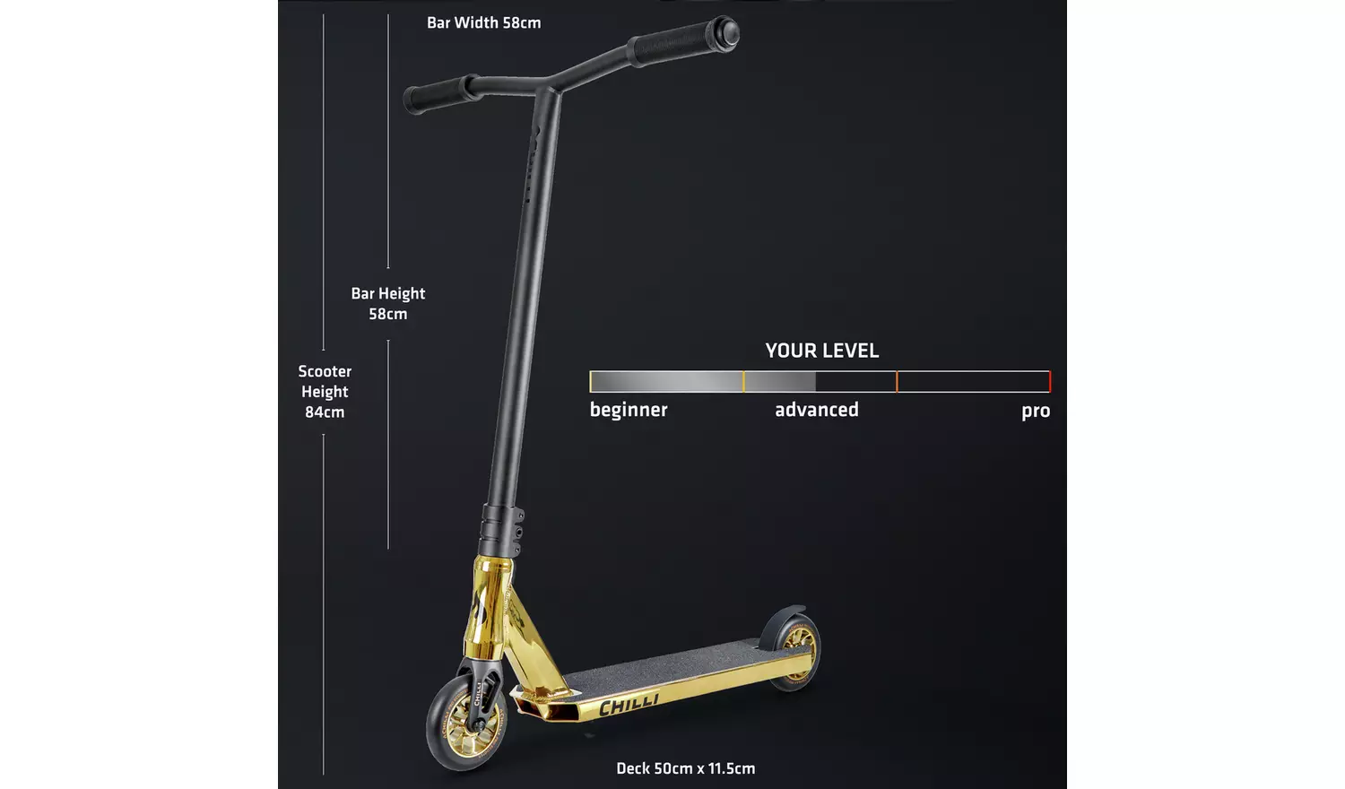 Chilli Pro Reaper Kids Stunt Scooter - Gold