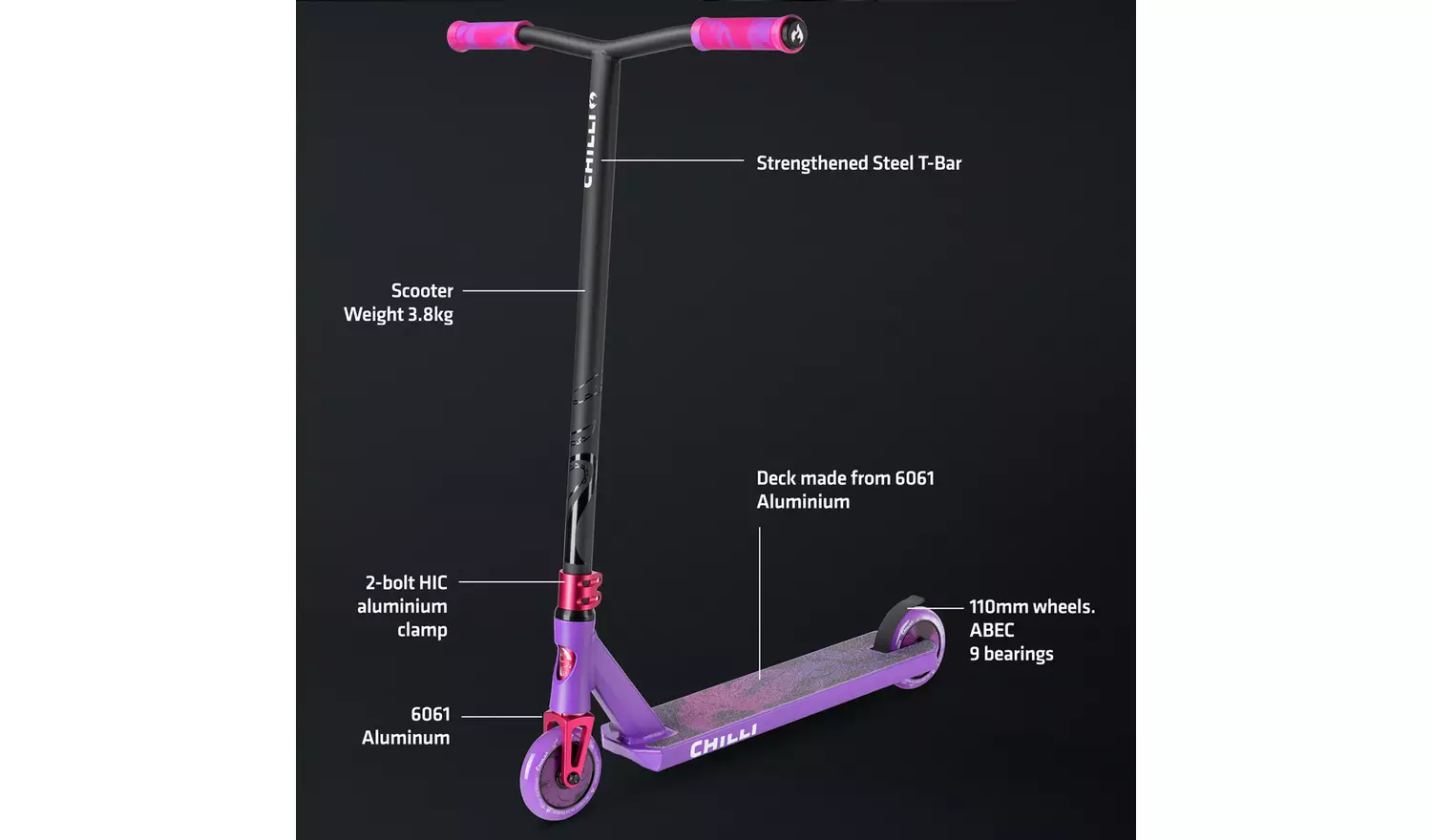 Chilli Pro Critter Advanced Kids Stunt Scooter - Purple
