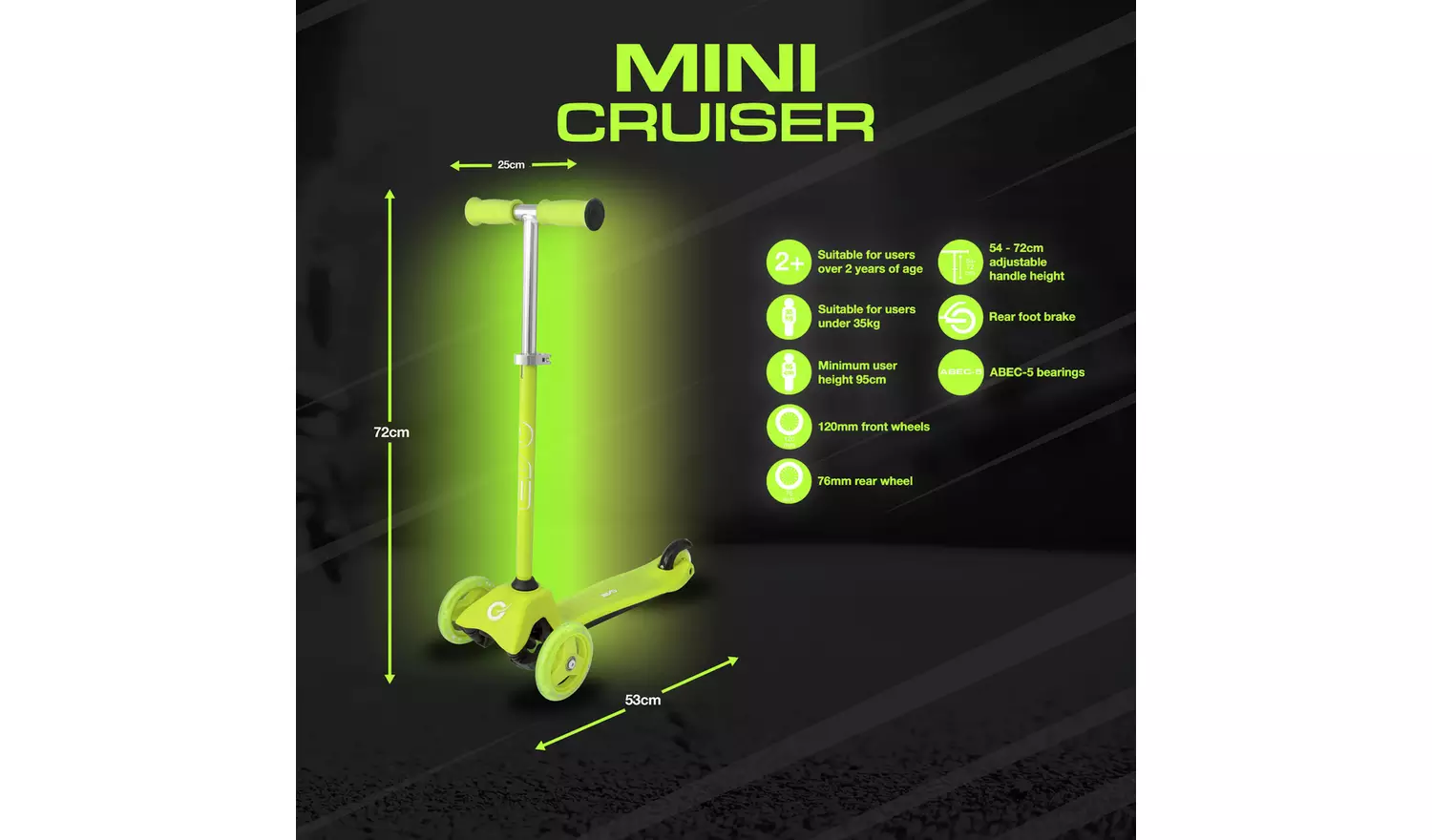 EVO Mini Cruiser 3 Wheel Scooter - Lime