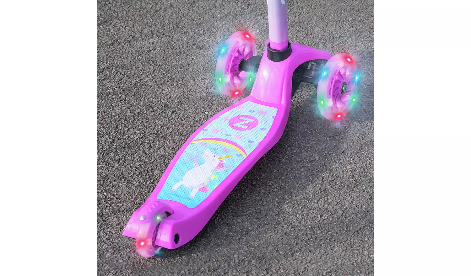 Zinc Safari Unicorn Light Up 3 Wheel Scooter