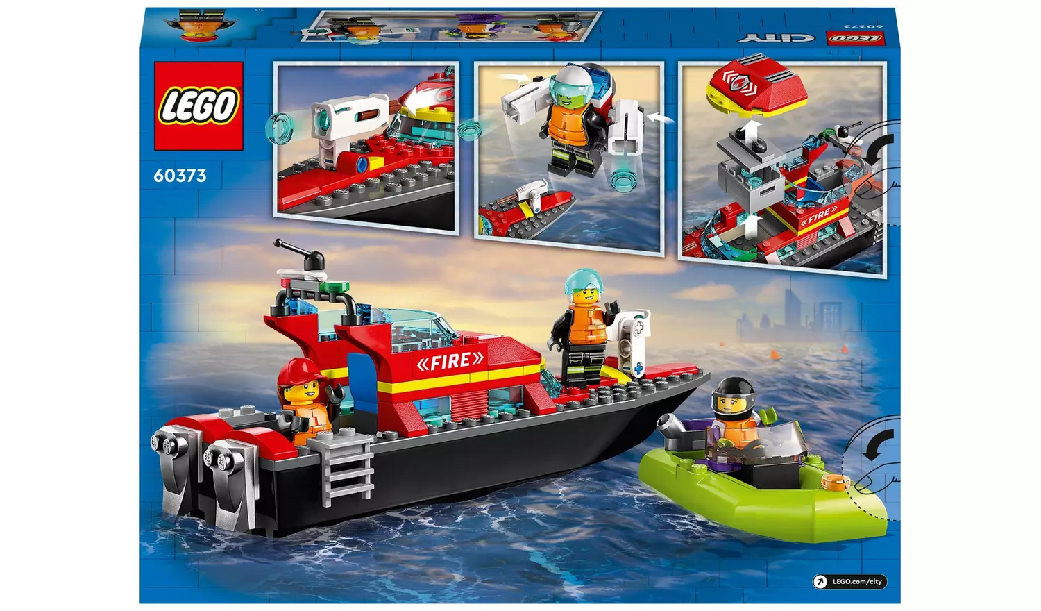 LEGO City Fire Rescue Boat Toy, Floats on Water Set 60373