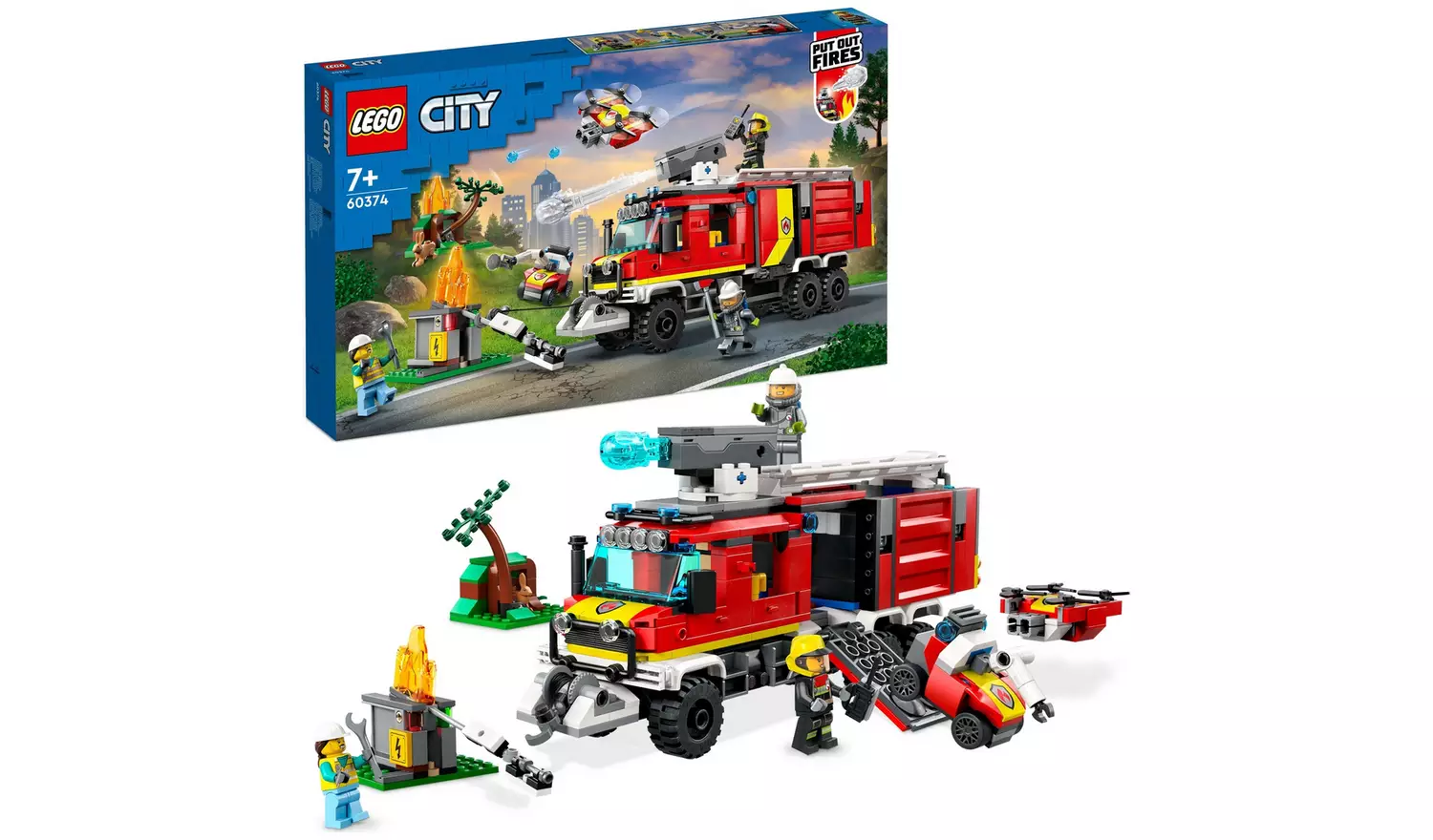LEGO City Fire Command Unit Set with Fire Engine Toy 60374