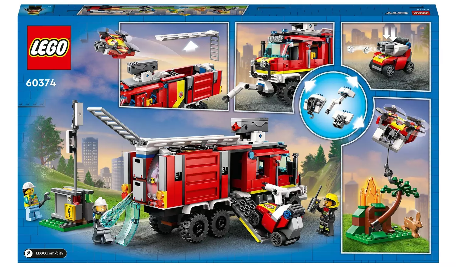 LEGO City Fire Command Unit Set with Fire Engine Toy 60374