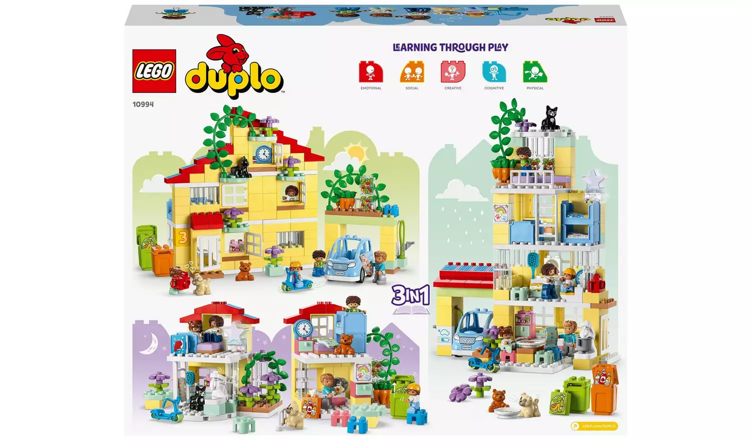 LEGO DUPLO 3in1 Family House Toy for Toddlers Aged 3+ 10994