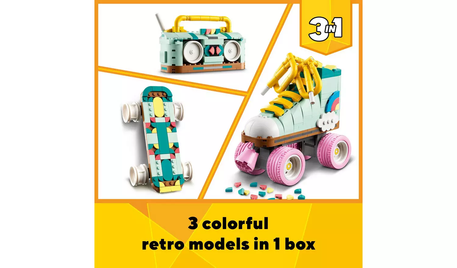 LEGO Creator 3in1 Retro Roller Skate & Toy Skateboard 31148