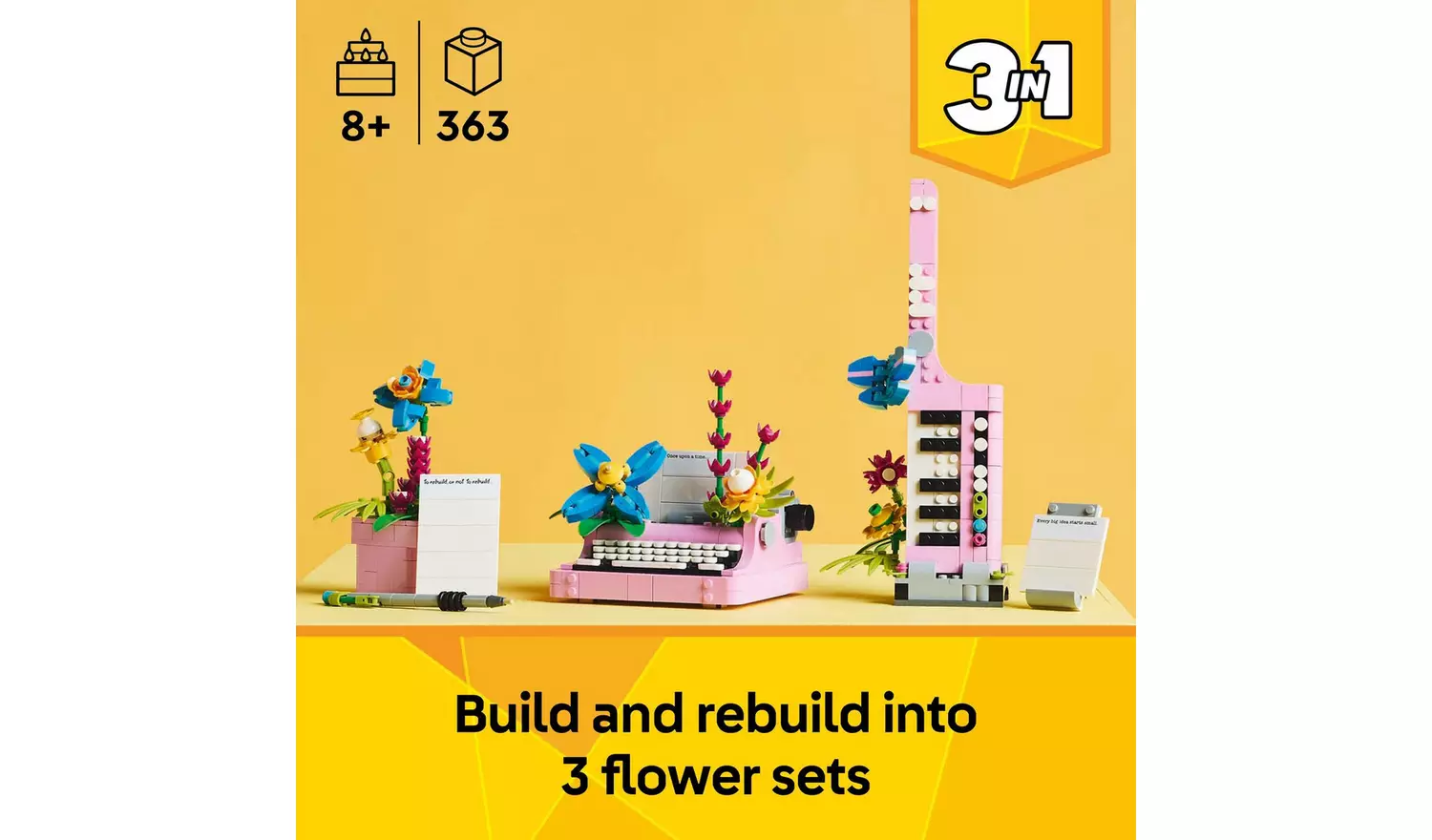 LEGO Creator 3in1 Typewriter with Flowers Toy for Kids 31169