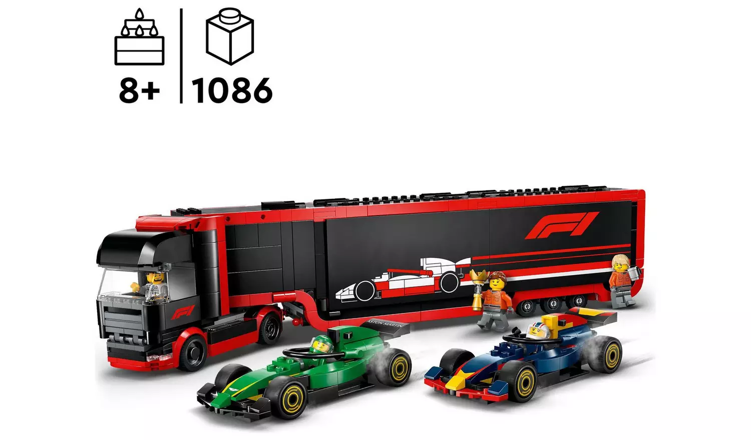 LEGO City F1 Truck with RB20 & AMR24 F1 Cars Playset 60445
