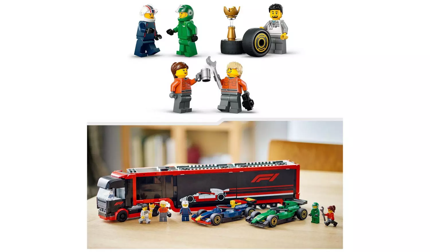 LEGO City F1 Truck with RB20 & AMR24 F1 Cars Playset 60445