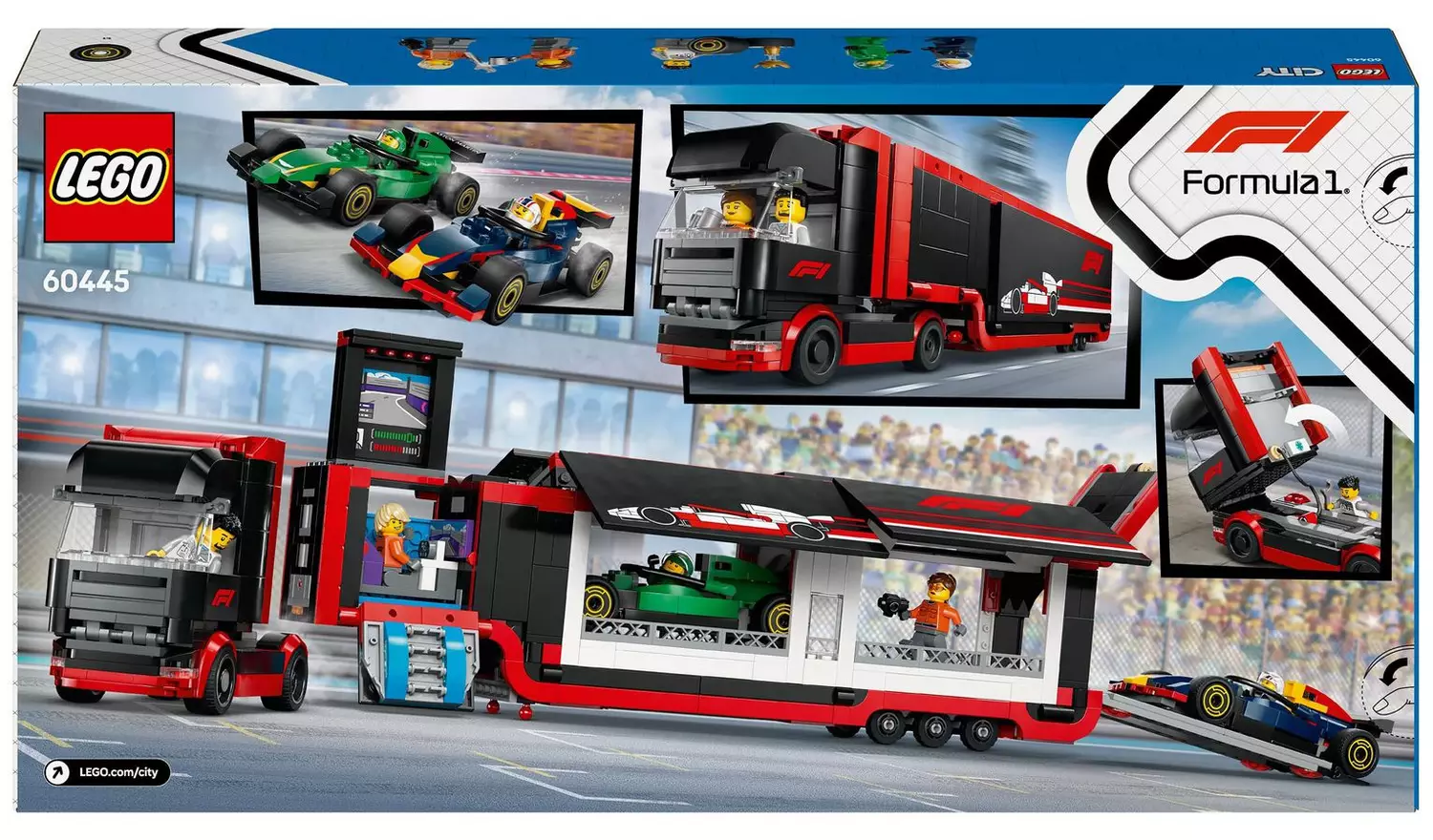 LEGO City F1 Truck with RB20 & AMR24 F1 Cars Playset 60445
